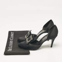 Chanel Black Satin Buckle Detail D'orsay Pumps Size 39