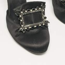 Chanel Black Satin Buckle Detail D'orsay Pumps Size 39