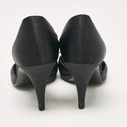 Chanel Black Satin Buckle Detail D'orsay Pumps Size 39