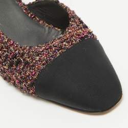 Chanel Multicolor Tweed CC Slingback Sandals Size 37.5
