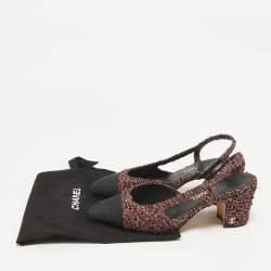 Chanel Multicolor Tweed CC Slingback Sandals Size 37.5