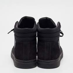 Chanel Black Canvas and Suede CC High Top Sneakers Size 37