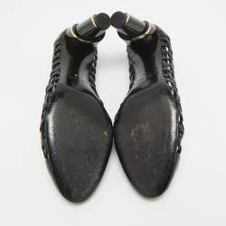 Chanel Black Patent Leather CC Cap Toe Caged Pumps Size 40