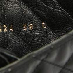 Chanel Black Quilted Leather CC Cap Toe Chain Link Logo Combat Boots Size 38