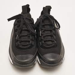 Pre Owned Chanel Black Rubber and Fabric Interlocking CC Sneakers Size 37