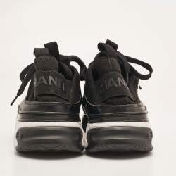 Pre Owned Chanel Black Rubber and Fabric Interlocking CC Sneakers Size 37