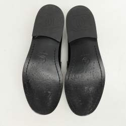 Chanel Black/White Leather CC Loafers Size 39