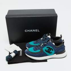 Chanel Tricolor Suede CC Low Top Sneakers Size 36