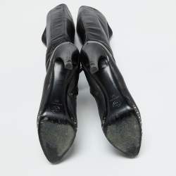 Chanel Black Leather CC Chain Link Platform Knee Length Boots Size 39