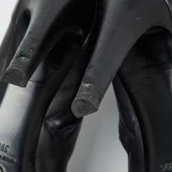 Chanel Black Leather CC Chain Link Platform Knee Length Boots Size 39