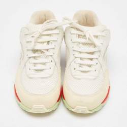 Chanel White Mesh and Suede CC Low Top Sneakers Size 37