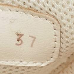 Chanel White Mesh and Suede CC Low Top Sneakers Size 37