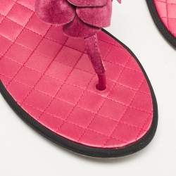 Chanel Purple CC Suede Flower Ankle Strap Sandals Size 39