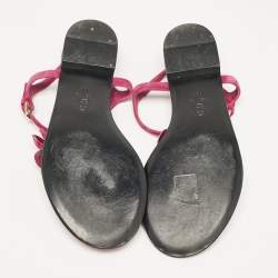 Chanel Purple CC Suede Flower Ankle Strap Sandals Size 39
