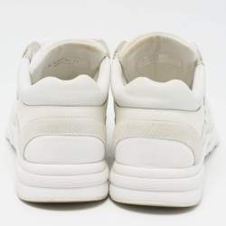 Pre Owned Chanel White Leather and Nylon CC Low Top Sneakers Size 37