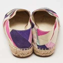 Chanel Multicolor Fabric and Patent Leather Cap Toe Espadrille Flats Size 39