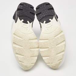Chanel Black/White Leather and Fabric CC Low Top Sneakers Size 42