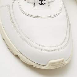Chanel Black/White Leather and Fabric CC Low Top Sneakers Size 42