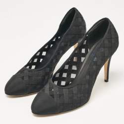 Pre Owned Chanel Black Canvas and Mesh Cap Toe Pumps Size 41