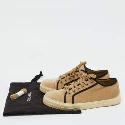 Chanel Tan/Black Velvet CC Low Top Sneakers Size 38.5