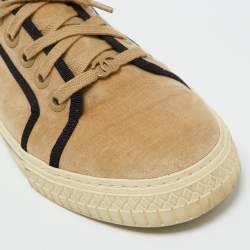 Chanel Tan/Black Velvet CC Low Top Sneakers Size 38.5