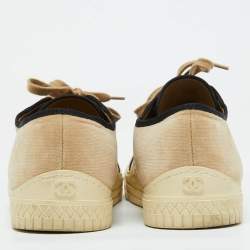Chanel Tan/Black Velvet CC Low Top Sneakers Size 38.5