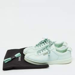 Pre Owned Chanel Pastel Green Leather CC Low Top Sneakers Size 39