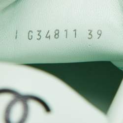 Pre Owned Chanel Pastel Green Leather CC Low Top Sneakers Size 39