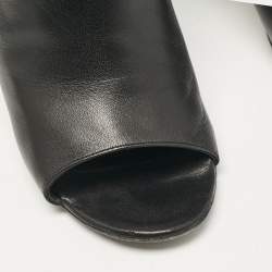 Chanel Black Leather CC Open Toe  Ankle Length Boots Size 36.5