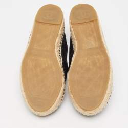 Pre Owned Chanel Black Mesh and Leather CC Espadrille Flats Size 36