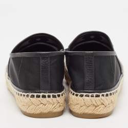 Pre Owned Chanel Black Mesh and Leather CC Espadrille Flats Size 36