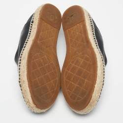 Pre Owned Chanel Black Leather CC Espadrille Flats Size 38