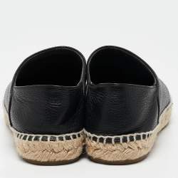 Pre Owned Chanel Black Leather CC Espadrille Flats Size 38