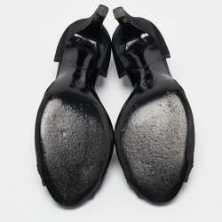 Pre Owned Chanel Black Satin CC Crystal Embellished Peep Toe Pumps Size 37