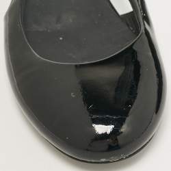 Pre Owned Chanel Black Patent Leather CC Slingback Flats Size 36