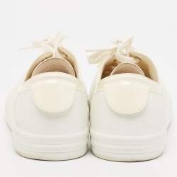 Pre Owned Chanel White/Cream Rubber and Leather CC Low Top Sneakers Size 40 