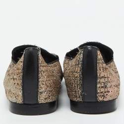 Chanel Multicolor Metallic Fabric CC Smoking Slippers Size 38.5