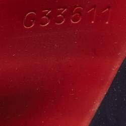 Pre Owned Chanel Navy Blue/Red Striped Rubber CC Slides Size 36