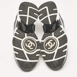 Chanel Tricolor Tweed and Suede CC Low Top Sneakers Size 40