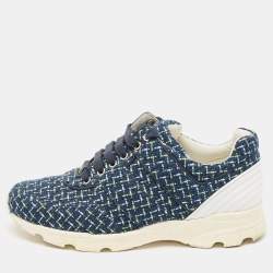Pre Owned Chanel Multicolor Tweed and Leather Low Top Sneakers Size 39