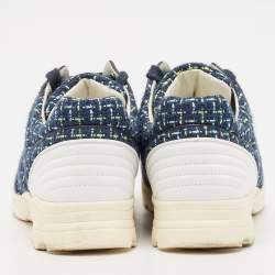 Pre Owned Chanel Multicolor Tweed and Leather Low Top Sneakers Size 39