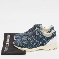 Pre Owned Chanel Multicolor Tweed and Leather Low Top Sneakers Size 39