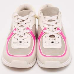 Pre Owned Chanel Multicolor Leather and Suede CC Low Top Sneakers Size 39.5