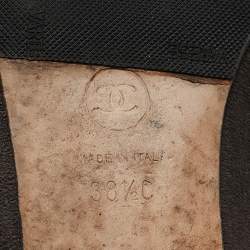 Pre Owned Chanel Dark Brown Suede CC Camelia Ballet Flat Size 38.5