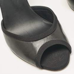 Chanel Black Canvas and Leather D'orsay Pumps Size 40