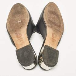 Chanel Black Leather Interlocking CC Logo Mules Size 38