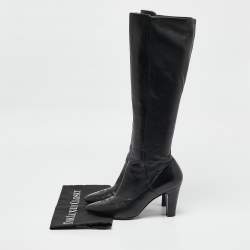 Chanel Black Leather CC Cap Toe Mid Calf Boots Size 37