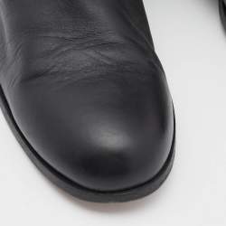 Chanel Black Leather CC Ankle Length Boots Size 41