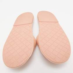 Chanel Peach Pink Leather Interlocking CC Logo Slides Size M