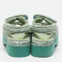 Chanel Green Fabric and Nylon Dad Slingback Sandals Size 38
